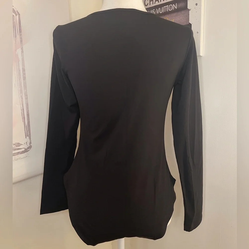 Mangopop Long Sleeve Bodysuit Black Size Medium - Picture 3 of 15